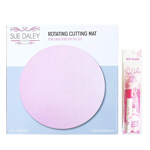 Sue Daley Designs - Juego de 10 alfombrillas de corte giratorias con bolígrafo de pegamento para tela, color rosa