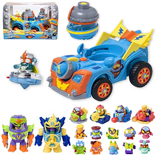 SuperThings Power Machines – Kazoom Racer y Pack Sorpresa 16 Sets | Contiene Vehículo Kid Kazoom, 10 sobres One Pack, 4 Power Jet y 2 PowerBot | Juguetes y Regalos para Niños Cumpleaños