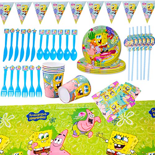 SZWL Set de Fiesta de Cumpleaños, Vajilla Platos de Papel Servilletas y Manteles, Suministros de Fiesta de Cumpleaños con Temática de Anime para Niños Baby Shower - 48Pcs