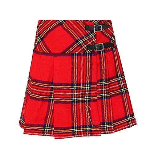Tartanista - Kilt/Minifalda Escocesa con Correas - 41,9 (16,5") - Royal Stewart - Rojo - EU48 UK20