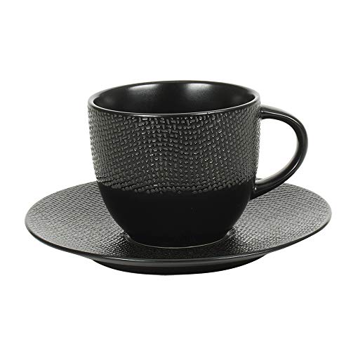 Taza de té de 22 cl y platillo Vésuvio negro (lote de 6)