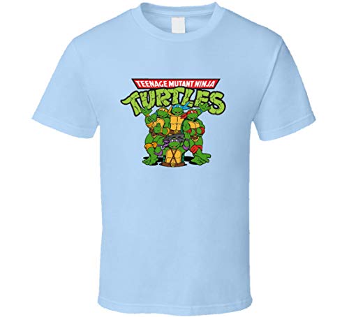 Teenage Mutant Ninja Turtles 90s TV Movie Vintage gastado camiseta azul claro
