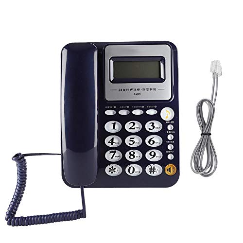 Teléfono con cable FSK/DTMF, teléfono multifuncional para oficinas y negocios desde casa con 24 estilos de tonos de llamada disponibles, teléfono fijo con función de calculadora y función(Azul) Teléfono con cable FSK/DTMF, teléfono multifuncional para oficinas y negocios desde casa con 24 estilos de tonos de llamada disponibles, teléfono fijo con función de calculadora y función(Azul)