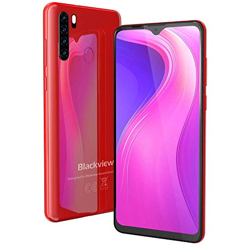 Teléfono Móvil Libre 4G, Blackview A80 Plus Smartphone(2021), 6.49" HD+ Water-Drop Screen, 64GB+ 4GB (SD 128GB), Batería 4680mAh, 13MP+ 8MP, Octa-Core, Dual SIM, NFC, GPS, Face ID - Rojo