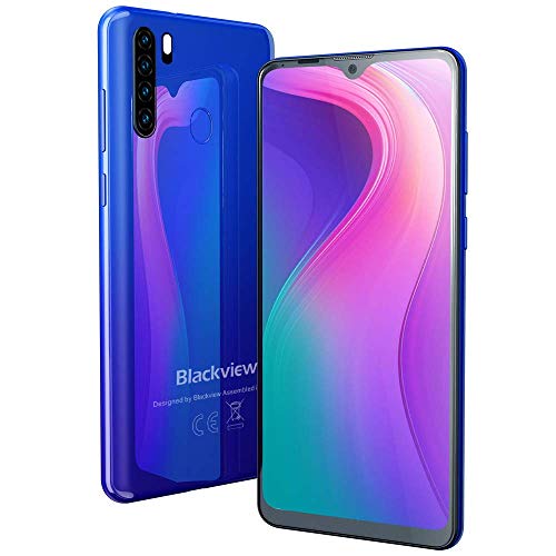 Teléfono Móvil Libre 4G, Blackview A80 Pro Smartphone(2020), 6.49" HD+ Water-Drop Screen, 64GB+ 4GB (SD 256GB), Batería 4680mAh, 13MP+ 8MP, Octa-Core, Dual SIM, NFC, GPS, Face ID - Azul