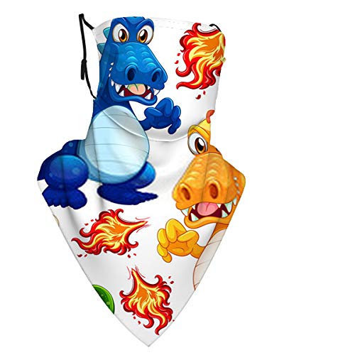 Timdle Set Of Angry Dragon Washable Bandana Face Cover, Sun Dust Protection Cover Balaclava Scarf Shield
