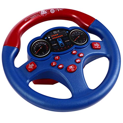 Tomaibaby Volante de Juguete Controlador de Conducción Simulado Copiloto Juguete Educativo Divertido Volante Interactivo para Niños Pequeños Azul