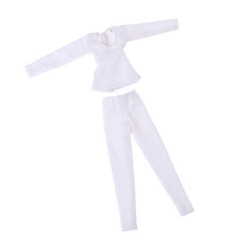 Toygogo Ropa De Dormir Blanca Pantalones Superiores Ropa para 1/6 Muñeca De Moda Blythe Azone Licca Dolls Accesorios
