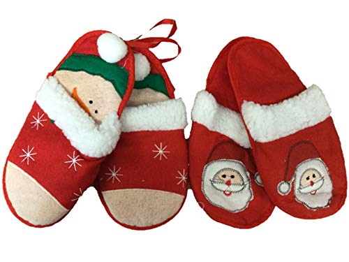 TOYLAND Zapatillas navideñas de Fieltro - Diseños de Papá Noel y muñeco de Nieve - Apta para Adultos Tamaño 2 - Diseño elegido al Azar