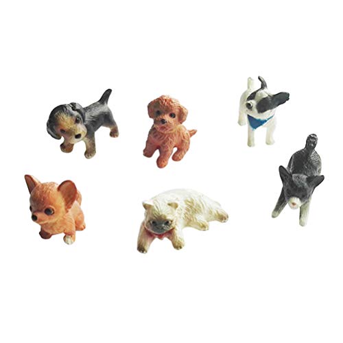 Toyvian 6 piezas de simulación de miniatura de gato y perro, figuras de animales en miniatura, juguetes bonitos ornamentos