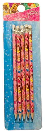 TrendyMaker Disney Princess - Juego de escritura y accesorios escolares (5 unidades, con goma de borrar, diseño de Ariel Bella y Rapunzel, Cenicienta, para niñas a partir de 4 años)