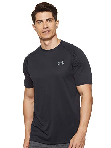 Under Armour Tech 2.0. Camiseta masculina, camiseta transpirable, ancha camiseta para gimnasio de manga corta y secado rápido, Black/Graphite (001), XL