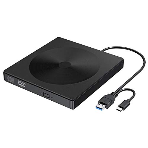 Unidad de CD DVD externa USB3.0, grabadora de grabadora de CD / DVD RW portátil tipo C, transferencia de datos de alta velocidad y bajo ruido, compatible con Windows 2003 / Vista /8/10 / Mac OS