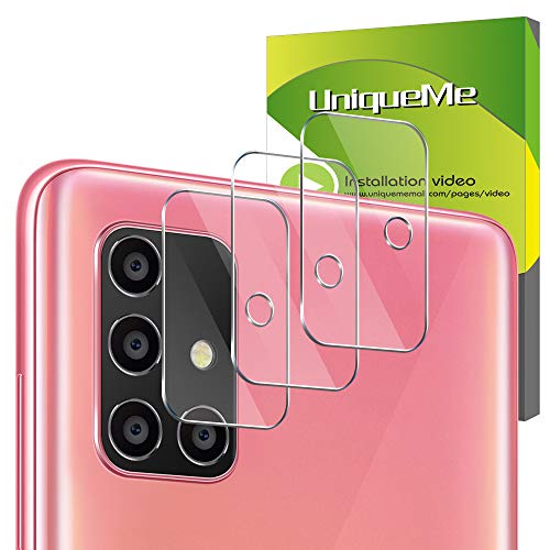 UniqueMe [3 Pack] Protector de Lente de cámara para Samsung Galaxy A51, Vidrio Templado [9H Dureza] HD Film Cristal Templado