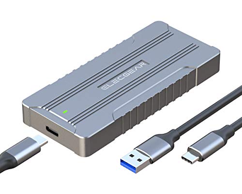USB 3.1 NVMe M.2 SSD Caja de Carcasa - ElecGear NV-C01 Disco Duro Adapter, 10Gbps Aluminio Radiator Case Adaptador convertidor para PCIe NVMe 2280 M2 M-Key NGFF SSD Disk Drive, USB Tipo A y C Cable