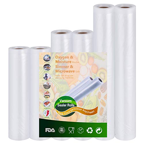 Vacío-Rollos para almacenaje-Alimentos Sous-Vide Cocina aprobación - 6 rolls 15x300cm y 20x300cm y 28x300cm de la FDA y BPA Free Vacío-Rollos para almacenaje-Alimentos Sous-Vide Cocina aprobación - 6 rolls 15x300cm y 20x300cm y 28x300cm de la FDA y BPA Free