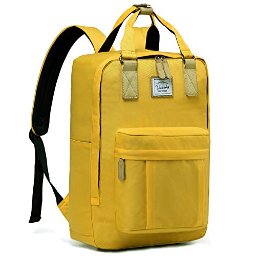 VASCHY Mochilas Hombre Vintage Mochilas Escolares Juveniles Mochila para Portatil 15.6 Pulgadas Mochila Ordenador Casual Mochila Universidad Resistente al Agua Mochilas Adolescentes Trabajo Amarillo