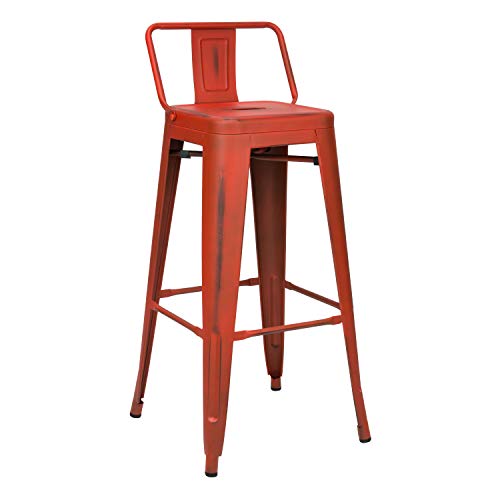 Vaukura Taburete Alto con Respaldo Tolix Vintage (Rojo) Vaukura Taburete Alto con Respaldo Tolix Vintage (Rojo)