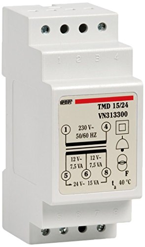 vemer vn313300 Transformador vn321600 TMD 15/24 de DIN para Service desequilibrio en 230 V/12 â 24 V Potencia 15 VA, color gris claro