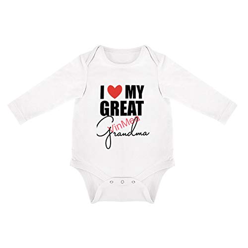 VinMea Baby Bodysuits Funny Long Sleeve I Love My Great Grandma for Sweet Baby Girls & Boys (9-12 Months)