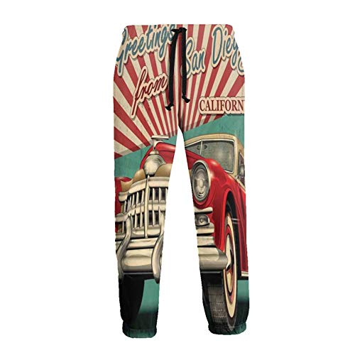 Vintage Coche Retro Estilo Arte Joggers Impresión 3D Unisex Chándal Pantalones Novely Pantalones Correr Deporte Gimnasio Pantalones