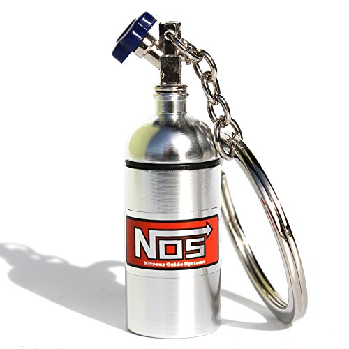 VmG-Store Mini NOS - Botella de óxido de nitrógeno para llavero, tapa desenroscable (plata)