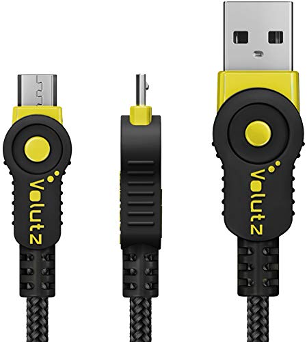 Volutz Cable Micro USB 1M Cable de Carga para Mando PS4, Trenzado, Resistente y rápido, para Samsung Galaxy S6 S7, HTC, Sony, LG, Kindle, Xbox One, 1 m - Color Amarillo