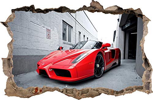 Wall Graphics Pegatinas de Pared Agujero en la Pared Un Auto Deportivo Ferrari Adhesivo Decorativo de Pared 26 (L - 70 x 46 cm)