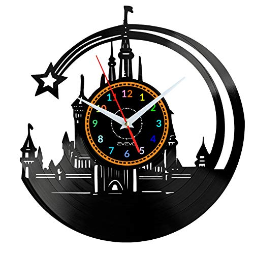 Walt Disney Reloj De Pared Vintage Accesorios De Decoración del Hogar Diseño Moderno Reloj De Vinilo Colgante Reloj De Pared Reloj Único 12" Idea de Regalo Creativo vinilo pared Reloj Walt Disney