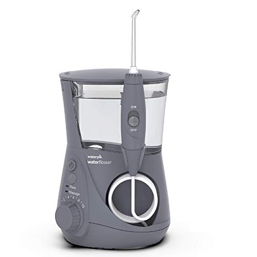 Waterpik WP-667EU Aquarius - Irrigador dental, 100-240V, depósito de agua de 650 ml, Gris