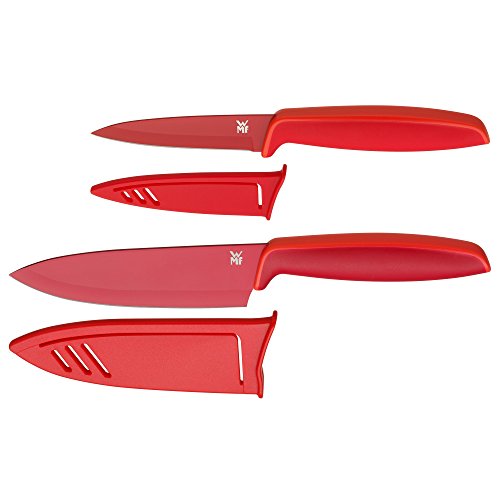 WMF Touch Juego de 2 Funda Protector, Acero, Rojo, Cuchillo de Cocina 24 cm y Cuchillo Multiusos de 20.5 cm