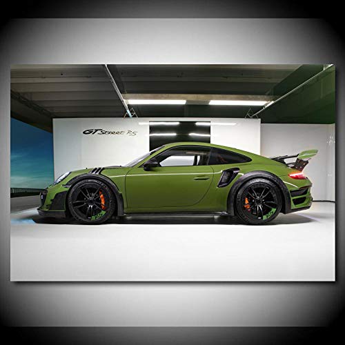 WSHIYI Verde Turbo De Porsches 911 Póster De Lienzo Moderno Hogar Verde Decoración Impresión Pintura Arte De La Pared Imagen para Sala De Estar / 50x75cm (19.7x29.5 Pulgadas) Sin Marco