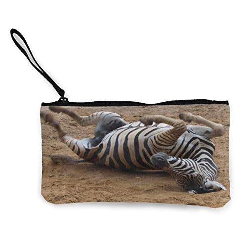 XCNGG Monederos Bolsa de Almacenamiento Shell Africa Zebra Rolling In The Dust Yellow Coin Purse Canvas Change Pouch Cute Fashion Wallet Bag Small Zipper Key Holder For Shopping Outdoor Activities