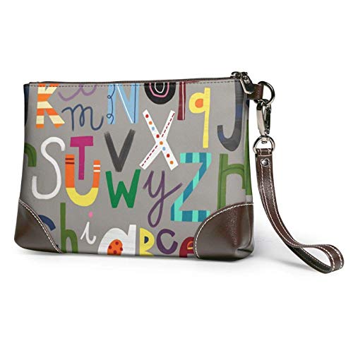 XCNGG Precioso bolso de mano con estampado de letras inglesas de dibujos animados, bolso de mano de cuero desmontable, bolso de mano para mujer