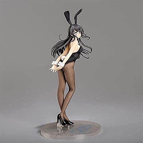 XFHJDM-WJ Navidad Rabbit Girl School Girl Anime Modelo Sakurajima MAI Super Star Negro Seda Conejo Chica Figura estática Modelo de Escritorio Material de PVC Adornos de 26 cm OH73