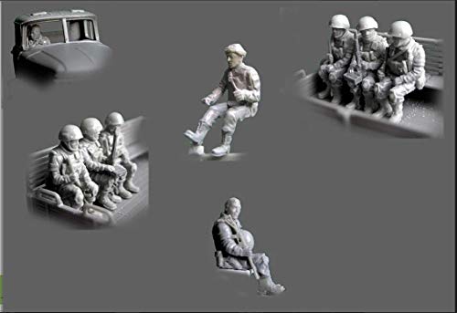 XINGCHANG Figura de Resina sin Pintar a Escala 1/72 Soldados rusos en Camiones Kits de Modelo Militar Nuevo (14 Piezas)