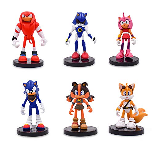 XINXIANG Figuras de acción de Sonic 6 unids/Lote Sonic The Hedgeho Figuras de Juguete de acción para Tartas figurita Anime Regalo de cumpleaños para colección de niños