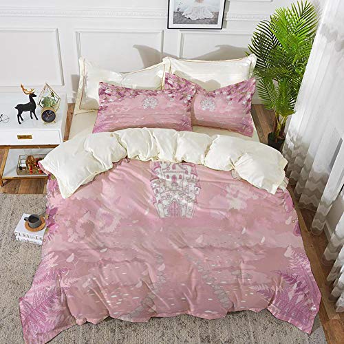Yaoni Bedding Juego de Funda de Edredón - Fantasía, Hada, Castillo Medieval, Silueta en Medio de la Flor Botá/Microfibra Funda de Nórdico y Fundas de Almohada - (Cama 220 x 240cm + Almohada 63X63cm) Yaoni Bedding Juego de Funda de Edredón - Fantasía, Hada, Castillo Medieval, Silueta en Medio de la Flor Botá/Microfibra Funda de Nórdico y Fundas de Almohada - (Cama 220 x 240cm + Almohada 63X63cm)