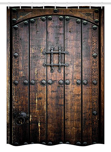 Yeuss Cortina de Ducha rústica, Puerta de Madera Antigua,histórico,Vintage,Exterior,Estructura Medieval,impresión artística