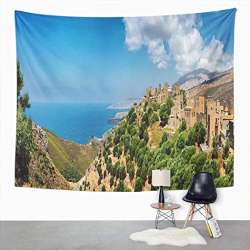 Y·JIANG Tapiz paisajista de Grecia, Vatheia A Village en la península de Mani en Grecia, tapiz grande decorativo para el hogar, dormitorio, 203 x 152 cm Y·JIANG Tapiz paisajista de Grecia, Vatheia A Village en la península de Mani en Grecia, tapiz grande decorativo para el hogar, dormitorio, 203 x 152 cm