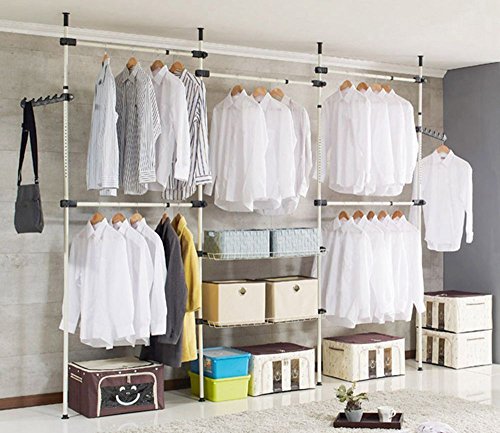 Yosoo Carril de Ropa de Acero Resistente,Bastidor de Ropa Altura Ajustable 246-320cm Yosoo Carril de Ropa de Acero Resistente,Bastidor de Ropa Altura Ajustable 246-320cm