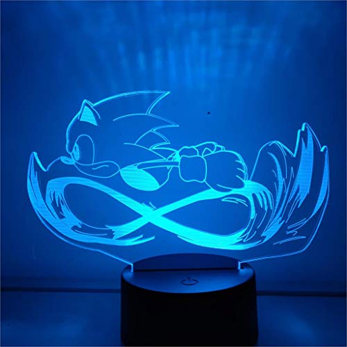 YUNMEI Sonic Juguete 1pcs/Lote Corriendo 3D Led Cambio De Iluminación Figura De Acción Anime Sonic Running 3D Novedad Luces Nocturnas Modelo Juguetes