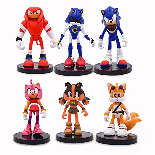 YUNMEI Sonic Juguete 6pcs/Lote Anime Cartoon Sonic Figuras PVC Sonic Shadow Amy Rose Sticks Tails Characters Figure Baby Hot Toy For Children