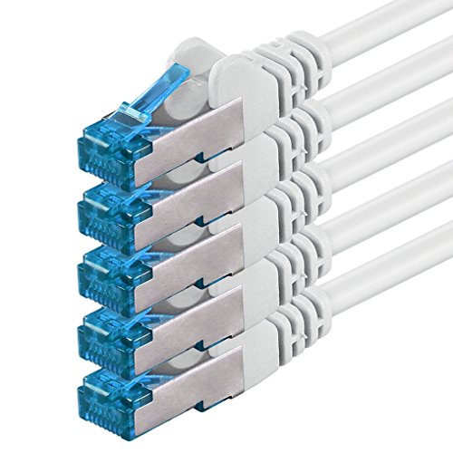 0,5m Cable de Red, Cable Ethernet y LAN SFTP PIMF Cat6a - transmite hasta 10 Gigabit por Segundo y es Adecuado para switches, routers, módems con Entrada RJ45, Blanco - 5 Piezas 0,5m Cable de Red, Cable Ethernet y LAN SFTP PIMF Cat6a - transmite hasta 10 Gigabit por Segundo y es Adecuado para switches, routers, módems con Entrada RJ45, Blanco - 5 Piezas