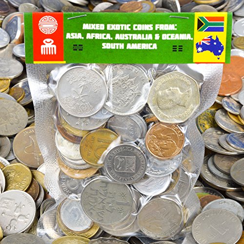 100 Monedas exóticas de Asia, Oriente Medio, África, Oceanía, América del Sur. Monedas de colección, Monedas Antiguas para su álbum de Moneda, Banco de Moneda o los titulares de la Moneda