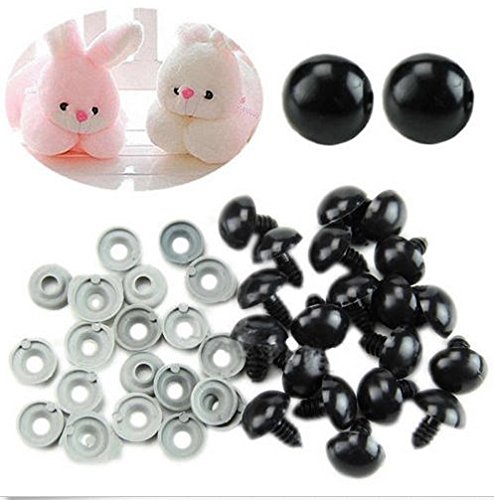 100pcs Doll Eyes, 6/9/10/12mm DIY Doll Making Reparación de Accesorios Black Plastic Doll Safety Eyes con arandela para títeres Peluche Animal Teddy Bear Fieltro Juguetes(9mm)