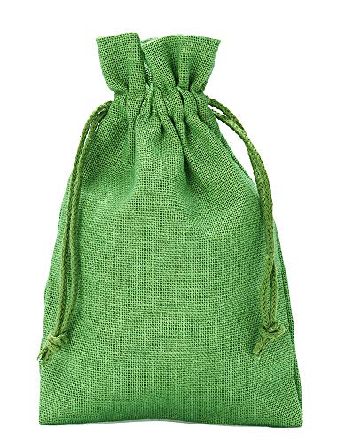 12 unidades bolsitas de algodón, bolsas de algodón, tamaño  15 x 10  cm con cordón para cerrar (verde)