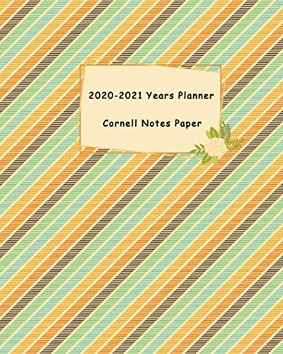 2020-2021 Years Planner Cornell Notes Paper: Two Years Organizer (Password List) Notes Taking System for School and University with College Ruled ... planning : Colorful Vintage striped Theme