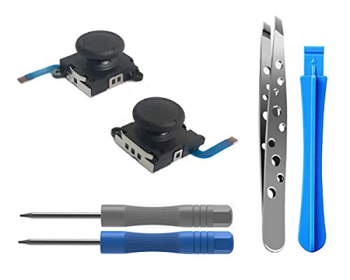2PCs Reemplazo de Joystick Analógico para Nintendo Joy-con Controller y Switch Lite, 3D Thumb Stick Palanca Pulgar Palanca de Controlador, Destornillador Herramientas de Reparación (Negro / Negro) 2PCs Reemplazo de Joystick Analógico para Nintendo Joy-con Controller y Switch Lite, 3D Thumb Stick Palanca Pulgar Palanca de Controlador, Destornillador Herramientas de Reparación (Negro / Negro)
