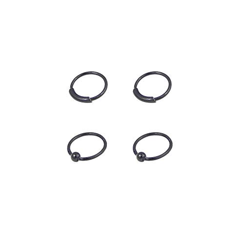 4 Aros para Nariz pequeños Negros 7mm diámetro Interior Muy finitos 0,6mm Grosor. 4 Aros para Nariz pequeños Negros 7mm diámetro Interior Muy finitos 0,6mm Grosor.